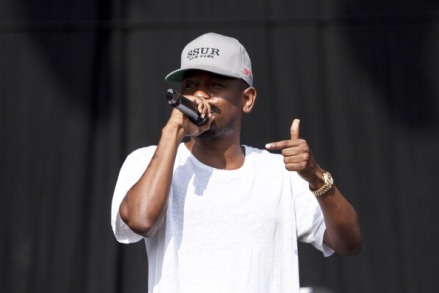LONDON, UNITED KINGDOM - JULY 13: Kendrick Lamar performs on stage on Day 2 of Yahoo Wireless Festival 2013 at Queen Elizabeth Olympic Park on July 13, 2013 in London, England. (Photo by Andrew Benge/Redferns via Getty Images)